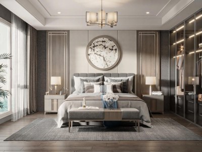 新中式卧室3D模型下载